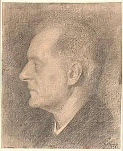 Portræt af Alfred Bramsen, profil m.v. by Vilhelm Hammershøi