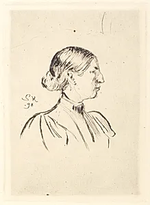 Portræt af Anna Ancher, profil by P.S. Krøyer