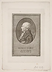 Portræt af Bernstorf by Gerhard Ludvig Lahde