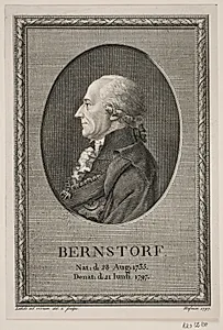 Portræt af Bernstorf by Gerhard Ludvig Lahde
