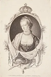 Portræt af Caroline Mathilde by Marie Anne Bourlier