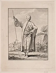 Portræt af Carsten Niebuhr i arabisk klædedragt by J.F. Clemens