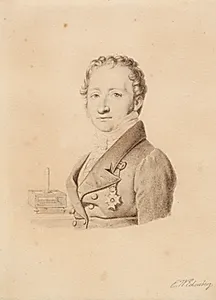 Portræt af den norske fysikker Christoffer Hansteen. Brystbillede en face t.v. by C.W. Eckersberg