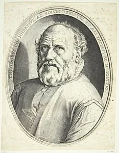 Portræt af Dirck Volkertsz Coornhert by Hendrick Goltzius