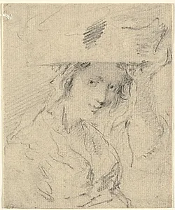 Portræt af en dame med hat by Thomas Worlidge