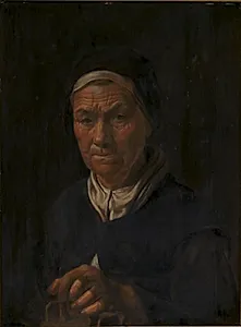 Portræt af en gammel kone, Christian Jacobsen Drakenbergs hustru, Maren Michelsdatter Drakenberg, f. Bagge (?) by Mander III, Karel van
