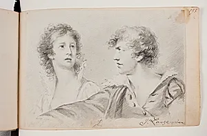 Portræt af en kvinde og en mand (Ofelia og selvportræt som Hamlet?) by Joseph Lange