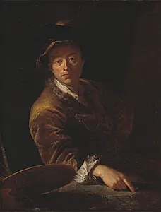 Portræt af en maler (formodentlig C. L. Agricola, 1667-1719) by Antoine Pesne
