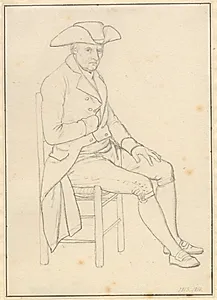 Portræt af en siddende italiener, hel figur med opkrammet hat. by C.W. Eckersberg