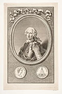 Portræt af Frederik Lodvig Norden. Illustration til Frederik Lodvig Norden, "Voyage d'Egypte et de Nubie", København 1755