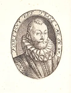 Portræt af Gerrit Dircksz eller Claes Steffensz. van Heussen by Hendrick Goltzius