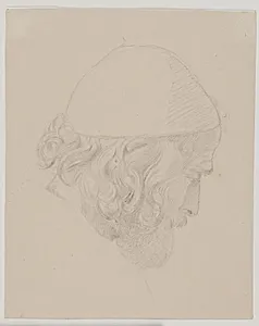 Portræt af H.W. Bissen med kalot by Jørgen Roed