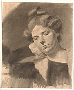 Portræt af Kathrine (Ketty) Mathilde Antonia Nielsen, f. Rask. (f. 1878, g.m. billedhuggeren Kai Nielsen i dennes første ægteskab.) by Oluf Hartmann