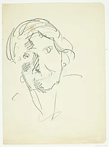 Portræt af kunstnerens hustru, malerinden Agnes Weie (1878-1964), en face by Edvard Weie