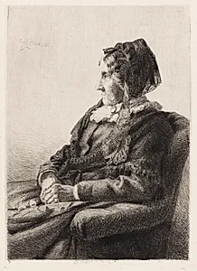 Portræt af kunstnerens moder, Fru Ida Emilie Ulrikke Henriette Bloch, f. Weitzmann by Carl Bloch