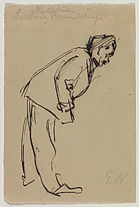 Portræt af Ludvig Brandstrup, stående foroverbøjet