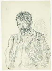 Portræt af maleren Jens Birkholm. Halvfigur by Peter Hansen
