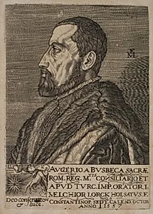Portræt af Ogier Ghiselin de Busbecq, kejserlig gesandt. by Melchior Lorck