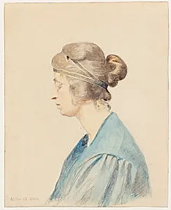 Portræt af Olivia Holm-Møller (brystbillede i profil) by Elise Konstantin-Hansen