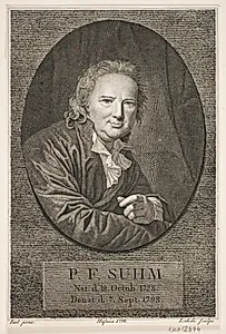 Portræt af P. F. Suhm by Gerhard Ludvig Lahde