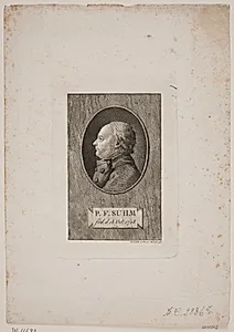 Portræt af Peter Frederik Suhm by Gerhard Ludvig Lahde