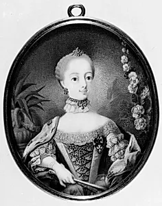 Portræt af prinsesse Wilhelmine Caroline, datter af Frederik V, gift med kurfyrst Wilhelm I af Hessen-Kassel by W.A. Müller