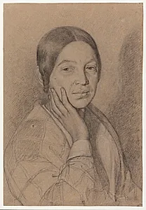 Portræt af Signe Roed, kunstnerens søster, med hånden under kinden by Jørgen Roed