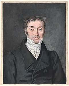 Portræt af skolelærer Hans Jensen Visby (1777-1870), fra Aagerup, Ramløse sogn. by P.C. Skovgaard