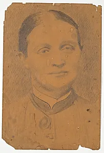 Portræthoved. Fru højskoleforstander Caroline Knudsen by Poul S. Christiansen