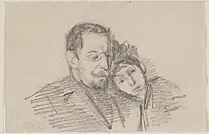 Portrtæt af overretssagfører Hartvigson og hans datter by Albert Gottschalk