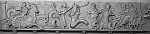 Poseidon og Amphitrites bryllup m.tritoner, nereider, eroter og havuhyrer, Domitius-altret by Ubekendt
