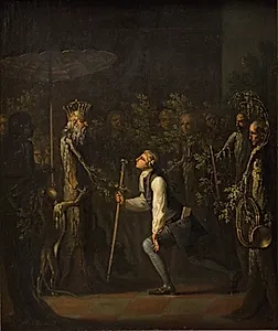 Potuanerne undres ved at se Niels Klims knæfald for den vise fyrste by Nicolai Abildgaard
