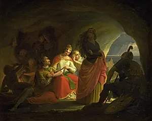 Prins Buris, Liden Kirsten, Skøn Hulfrid og Stolt Ingefrid fanget af Ulf Svartskæg by Gustav Theodor Wegener