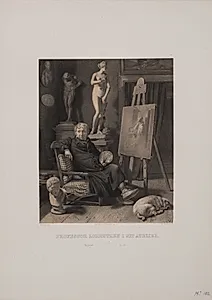 Professor Lorentzen i sit atelier by Adolph Kittendorff
