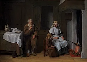 Profeten Elias hos enken i Sarepta og hendes søn by Abraham van Dijck