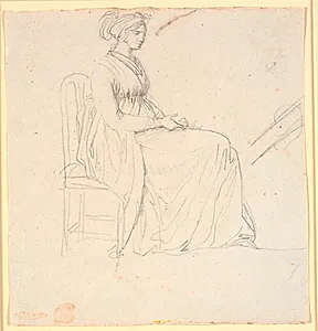Profilbillede af kunstnerens anden hustru Juliane Marie Abildgaard, siddende, hel figur by Nicolai Abildgaard