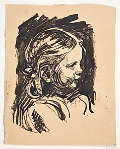 Profilportræt af kunstnerens datter "Bimse" by Peter Hansen