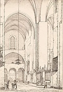 Prospekt af det indre af den nordlige korsarm af Århus Domkirke by Christen Købke