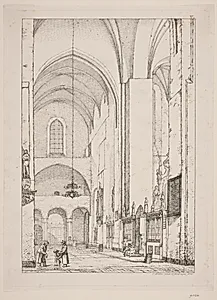 Prospekt af det indre af den nordlige korsarm af Århus domkirke by Christen Købke