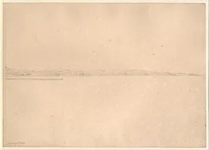 Prospekt: Udsigt fra søen mod kalkbrænderiet og kysten nord for. by C.W. Eckersberg