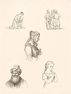 Prøveblad med figurstudier