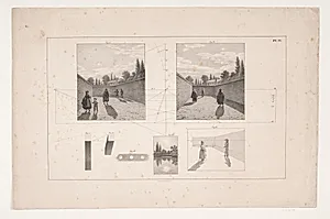 Prøveblad til Eckersbergs "Liniearperspektiven, anvendt paa Malerkunsten" by Ubekendt