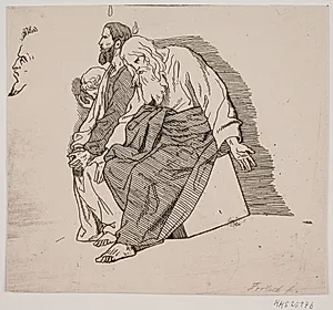 Prøveblad. Tre siddende apostle by Lorenz Frølich
