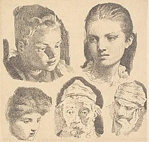 Prøveplade: Fem hoveder by Frans Schwartz