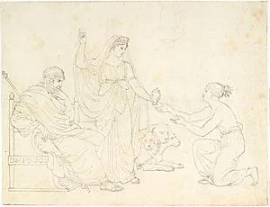 Psyche modtager krukken af Proserpina by C.G. Kratzenstein Stub