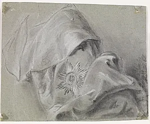 Psyke ved et bord i en medaljon by Galli, Pietro
