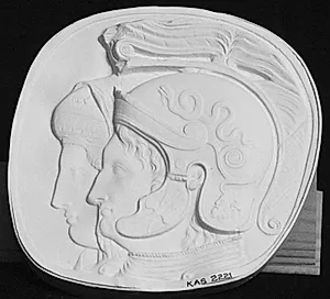 Ptolemaios II Philadelphos (308-246 f.Kr.) og Arsinoë II i profil mod v. by Ubekendt