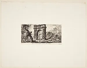 Pula's triumfbue i Istrien, i nærheden af havnen by Giovanni Battista Piranesi