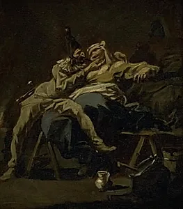 Pulcinella og Colombina by Alessandro Magnasco