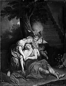 Pyramus, Thisbe og en amorin by Ubekendt